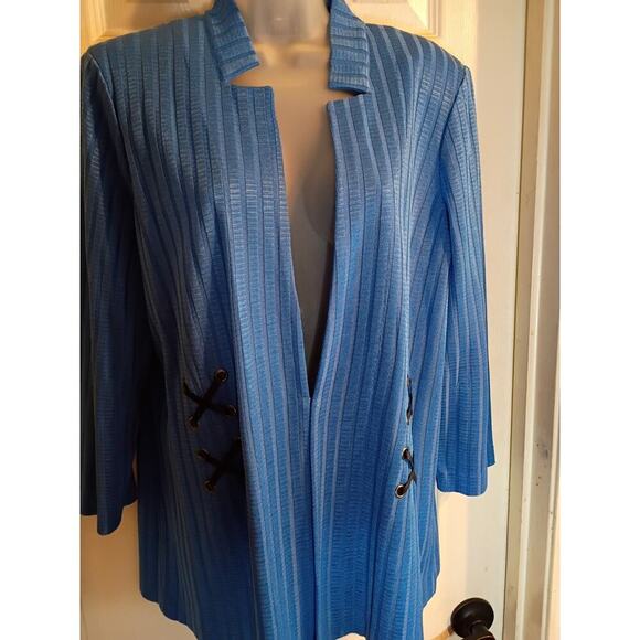 Ming Wang Cardigan Blue Sz L Laganlook Preppy Career Office - Picture 2 of 7